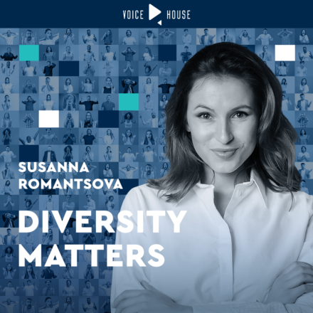 Okładka z nowym logiem dla podcastu Diversity Matters by Voice House