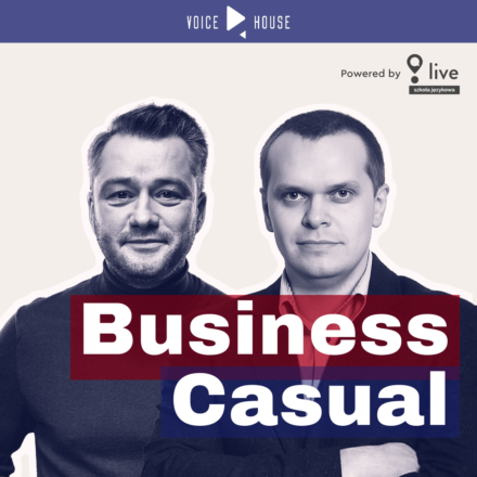 Okładka z nowym logo podcastu Business Casual by Voice House